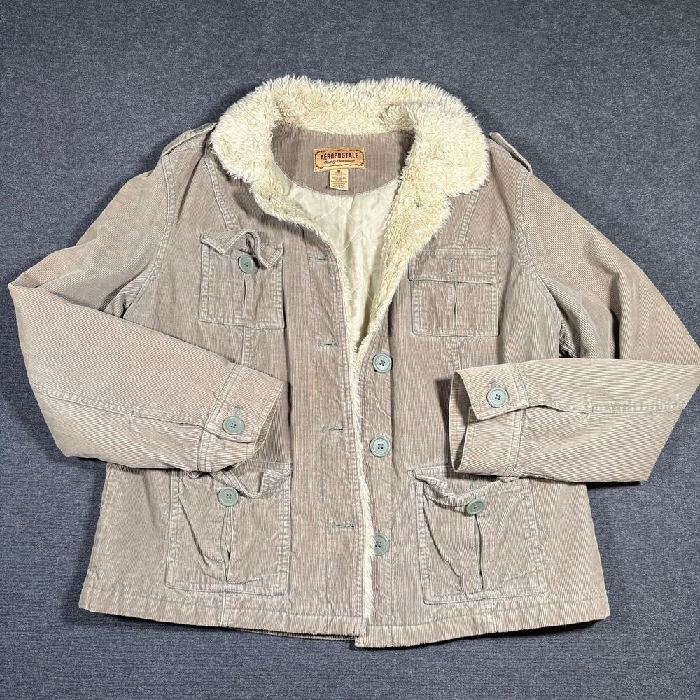 Y2K Granola Core Corduroy Button Front Sherpa Lined utility coat Women’s size XL